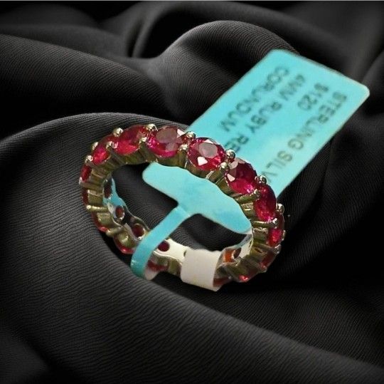 925 Ruby Red Corundum Ring 