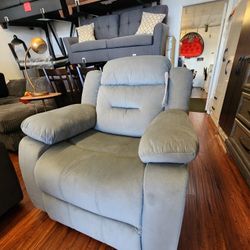 Manual Recliner Grey Velvet Fabric. New Especial Price