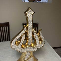 Islamic Decorative Allah Sculpture - Gold & Rhinestone