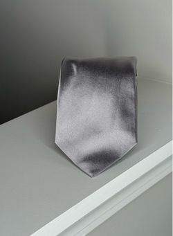 Robert Jensen Silver Silk Cotton Hand Sewn Extra Long Necktie Tie 64" x 3.5" EUC