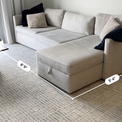 West Elm Harris 109” Queen Sleeper With Storage Chaise