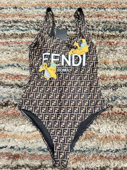 FENDI Logo Brown Swimsuit One Piece Size M