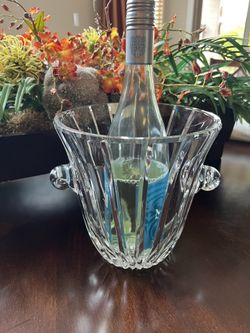Crystal Ice Bucket W Handles Vintage Mint Condition