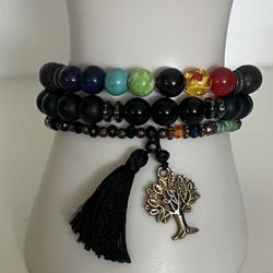 3 Piece Stretchy Gemstone Bracelets