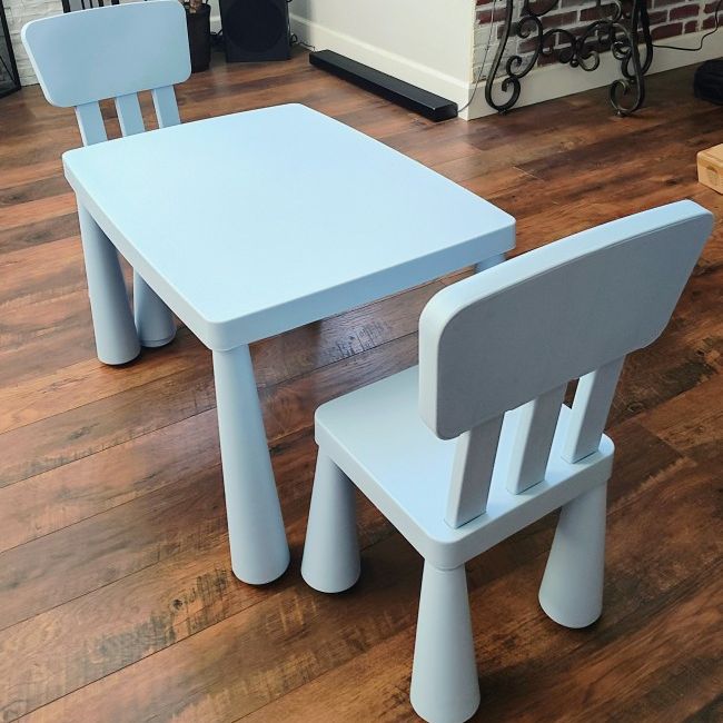 Toddler Activity Play Dining Study Desk Kids Table & 2 Chairs Set Baby Gift Blue