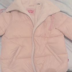 pink puffer jacket