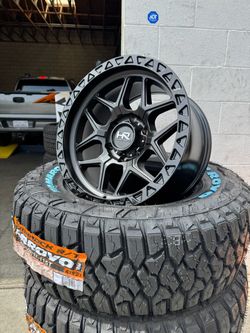 NEW WHEELS HARDROCK HR-107 17X9 WHEELS + 265/70R17 ARROYO RT TIRES – MATTE BLACK/GLOSS BLACK – 6X139.7 – ET-12