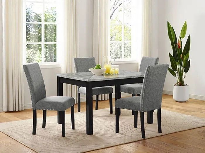 5 PCS Lilian Dining table set-Faux marble top   Now 598.00 Limited Time Offer ! Free Delivery 🚚 