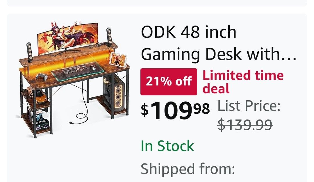 48' Computer Desk Vintage Color