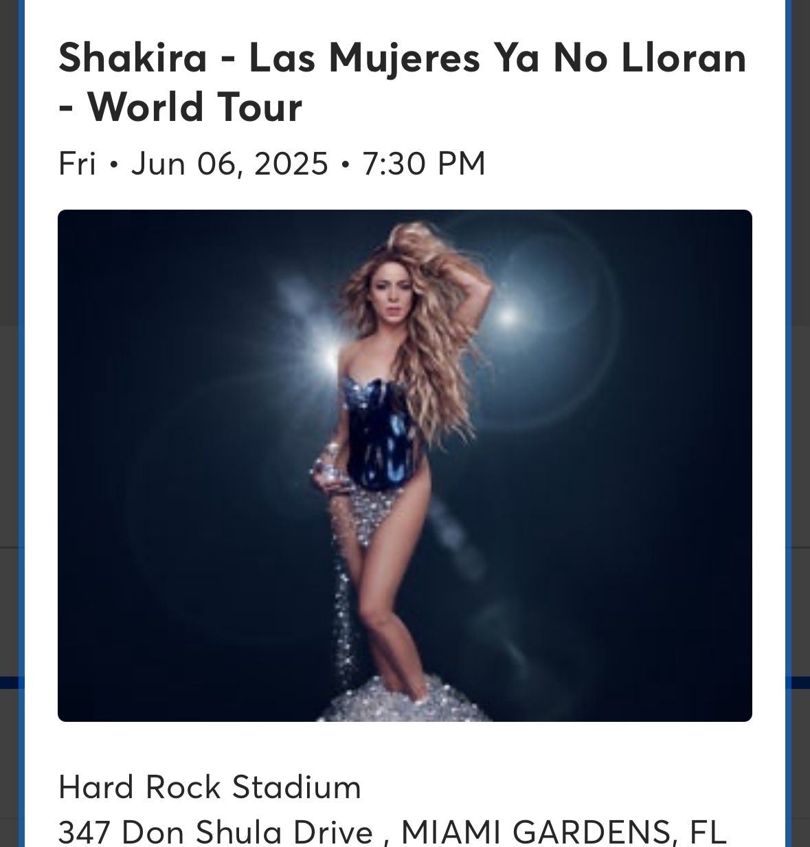 2 Tickets For Shakira Concert