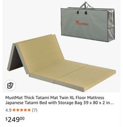 MustMat Thick Tatami Mat Twin XL Floor Mattress Japanese Tatami Bed with Storage Bag 39 x 80 x 2 NEW