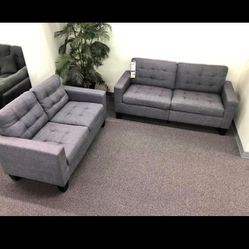 2pc gray sofa set 