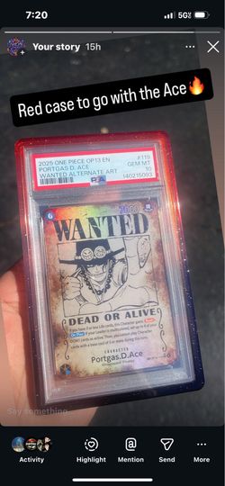 Op13 one piece Ace wanted alt art PSA 10