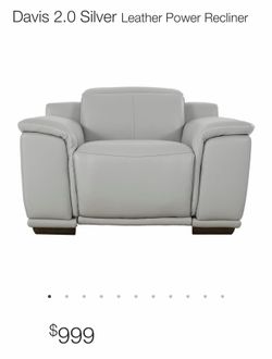 Silver Leather Power Recliner