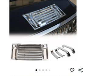 0949: New Hood Deck Vent Panel Trim Compatible with Hummer H2 2003-2009, Front Hood Vent Louver Cover, ABS Hood Deck Vent Panel Covers Trim Moulding (
