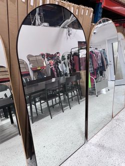 Large Full Length Arched Floor Mirror – Metal Frame | Modern Standing Mirror Black or Gold