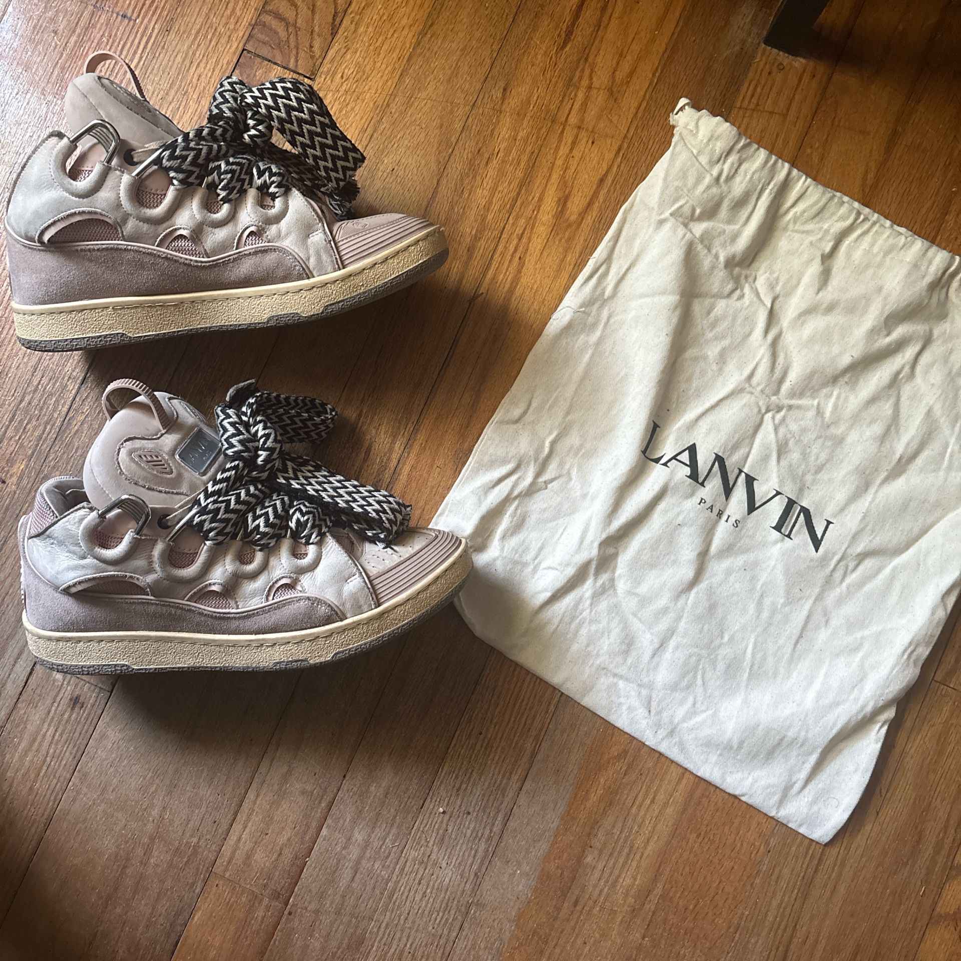 Pink And Cream Lanvin Curb Shoe