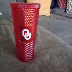 OU sooners Oklahoma Red Starbucks Sparkle Cold Cup Tumbler 