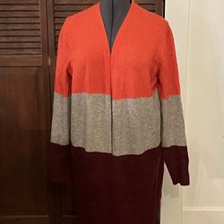 Women’s A New Day Tri-Colored Cardigan W/Front Pockets, Soft, Medium Weight, New W/Out Tags, Size: L