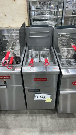 Flamaster FLM-VF40-LP 15 1/2" Gas Open Pot Fryer, Liquid Propane, 40-50 lb, 100,000 BTU