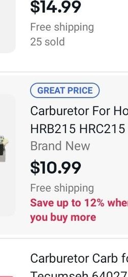 New Lawnmower Carb For Honda