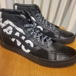 Vans Sk8 Hi Limited Edition Big Logo Large Print Sneakers Black White Shoes Sz 13