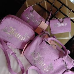 Gorgeous Soft Juicy Couture Lavender Butterfly Handbag 4 Pc. Collection  !! $125
