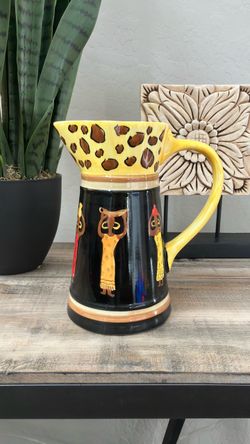 Bella Ceramica African Motif Ceramic Pitcher