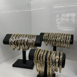 Manillas Y Tobilleras Mónaco Oro Italiano 10k Y 14k Financiamiento Disponible 