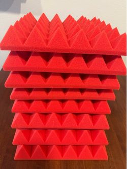 Red Pyramid Acoustic Foam Sound Absorbing Panel for Wall Noise Reduction 8-Pack