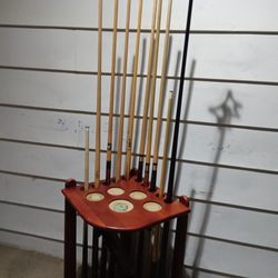 Pool Table Accessories With Stand 10 Cues