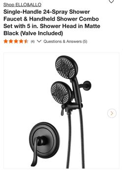 ELLO&ALLO Matte Black Shower Faucet & Handheld Combo Set