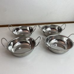 Stainless Steel 15 CM Indian Food Balti Karahi Curry Serving Dishes Bowl 4 Pc.
