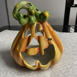 Blue Sky Clayworks Jack-O-Lantern Pumpkin Candle House