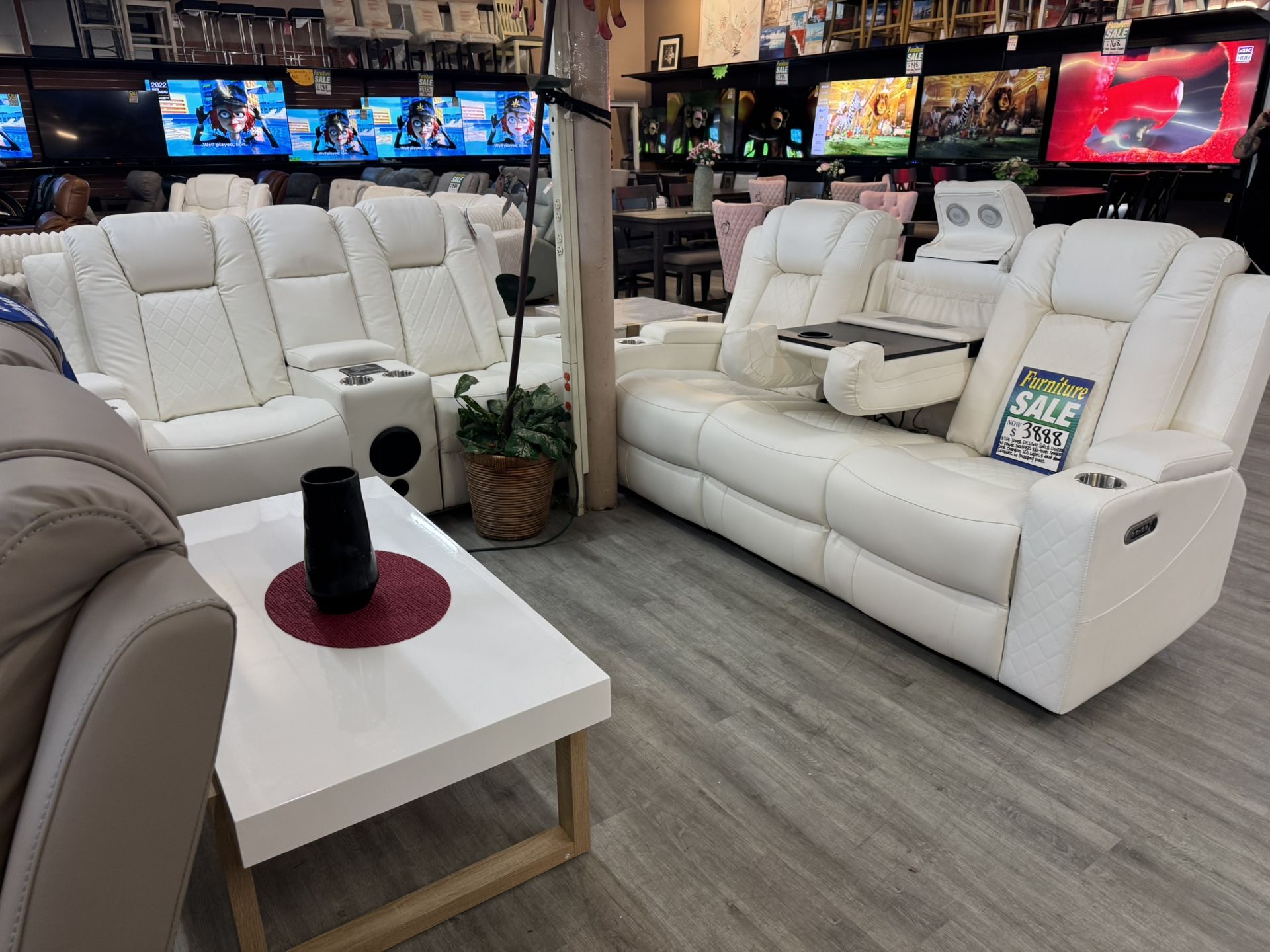 White Power Reclining Sofa And Loveseat With Power Headrests 