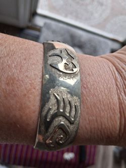 Navajo Sterling Silver Bear Bracelet