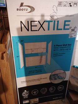 Bootz Industries Bootzcast NexTile 60 in. L x 30 in. W x 75 in. H Alcove
Bathtub and Shower Stall Combo Kit with Left Drain in White
