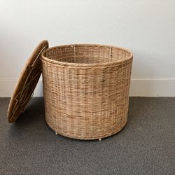 IKEA  Ottoman with Storage Handmade Rattan Great Condition