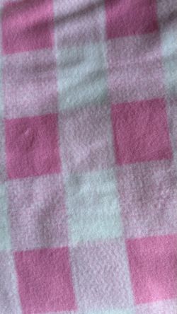 Pink  White Plaid with White Fleece Fabric 54"x60”