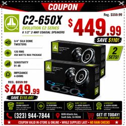 2 Sets 6 1/2 Inch 2-Way Coaxial Car Speakers 450 Watt C2 Package JL Audio C2-690TX 🚨 Payment Options Available 🚨