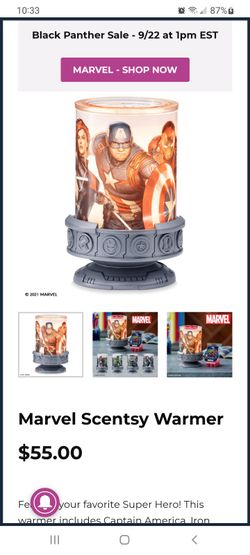Marvel Scentsy Wax  Warmer Candle Light Captain America Black Widow