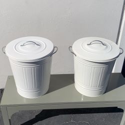 IKEA KNODD Metal Bin with lid, White, 11 gallon Set. 