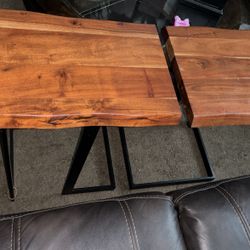 Oak Side Tables With Metal Legs