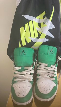 Air Jordan 1 Mid Green White Sneakers