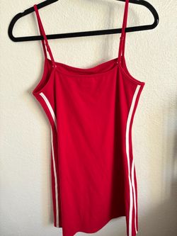 Red with white strips short dress