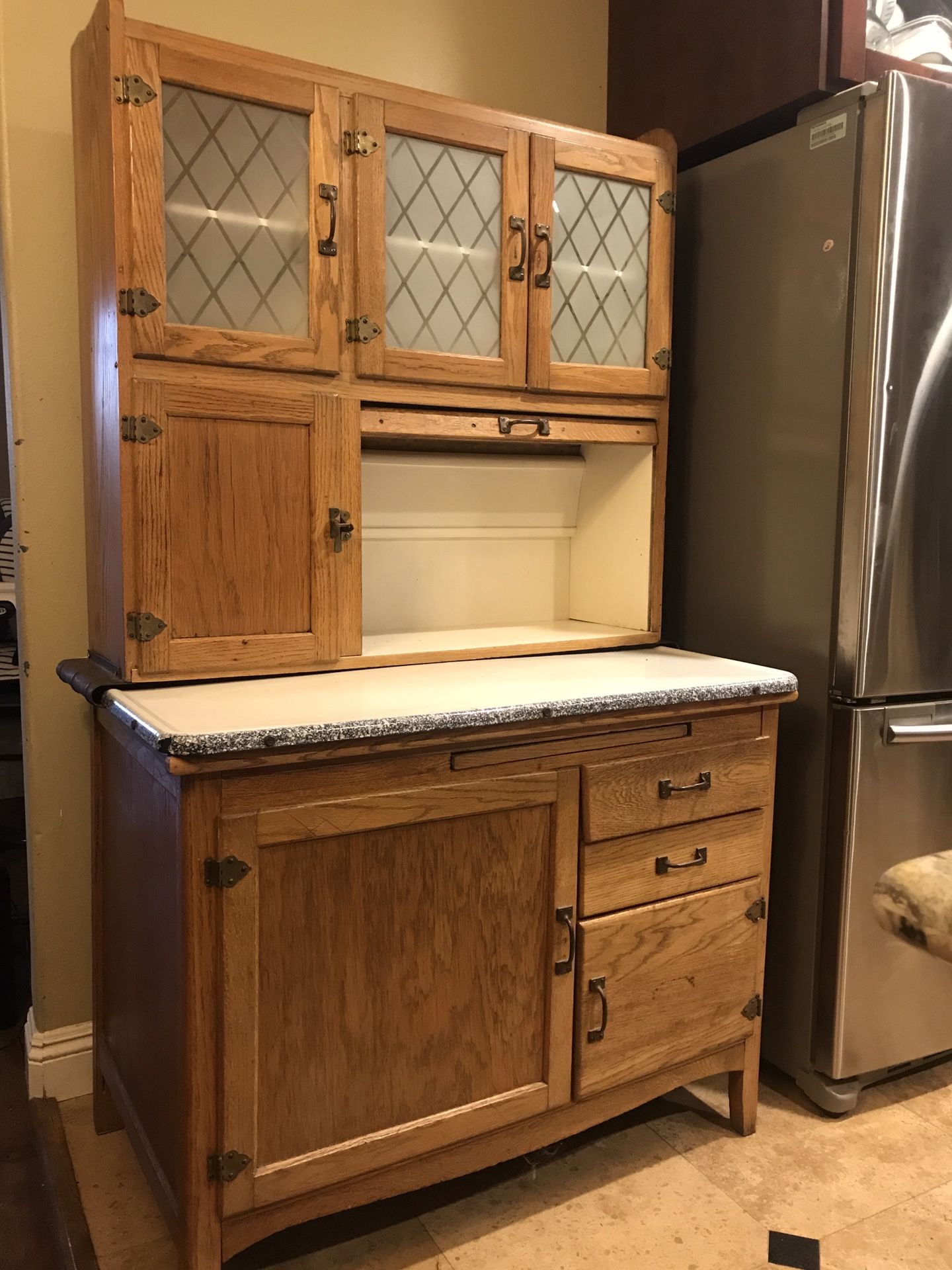 Classic Early 20th Century Maple Hoosier Cabinet OBO