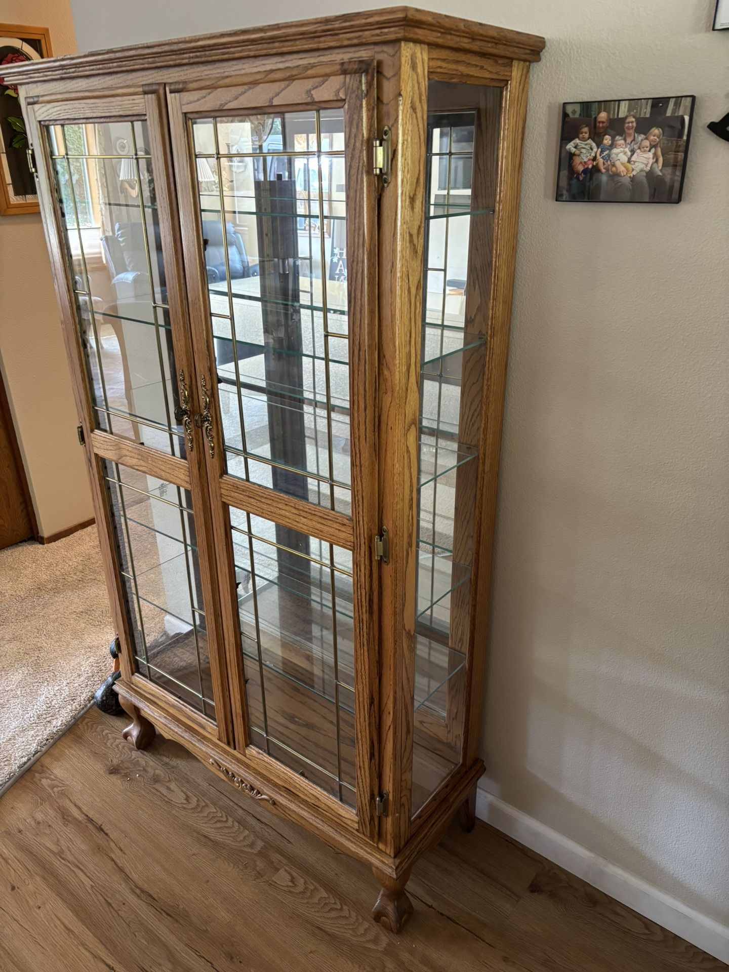 Solid Oak Curio Cabinet -Heirloom 