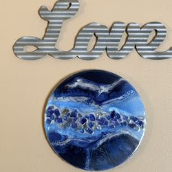 💙 Midnight Tide Resin Wall Art | 10” Round | Handmade Ocean-Inspired Decor