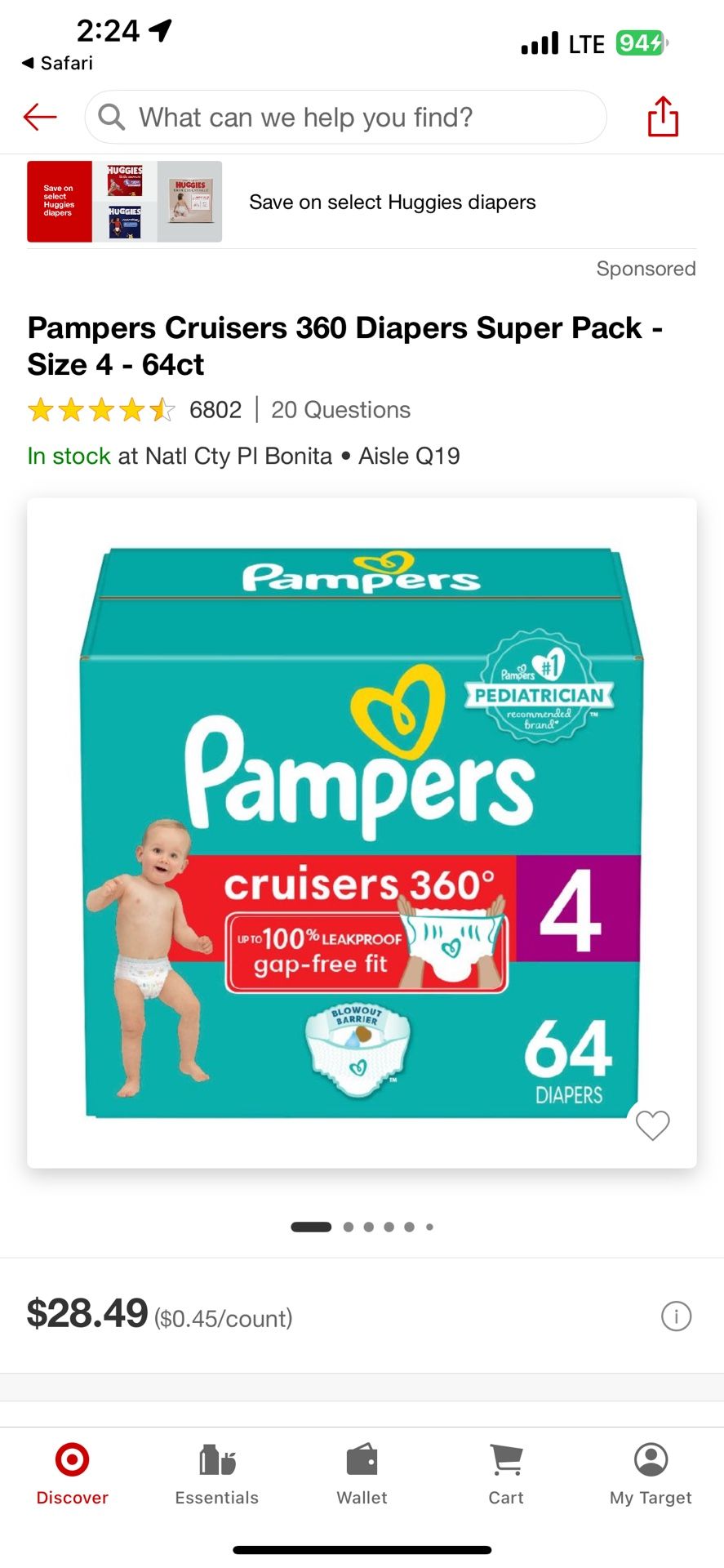 Pampers Diapers Size 4 ( 64)