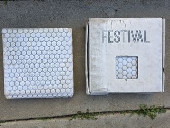 Floor and Decor Festival Mod White Unglazed Porcelain Penny Mosaic Tile